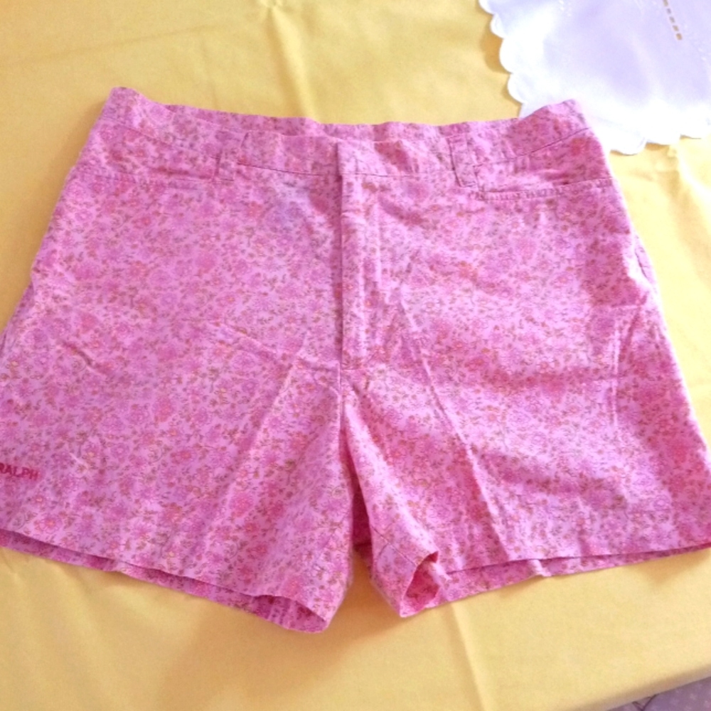 🌺 Ralph Lauren Pink Shorts in Floral Cotton Fabric 2 Pockets - Size 10 🌺